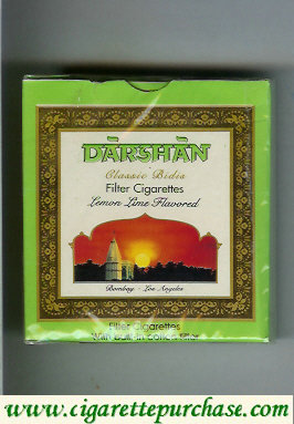 Darshan Classic Bidis Lemon Lime Flavored cigarettes wide flat hard box